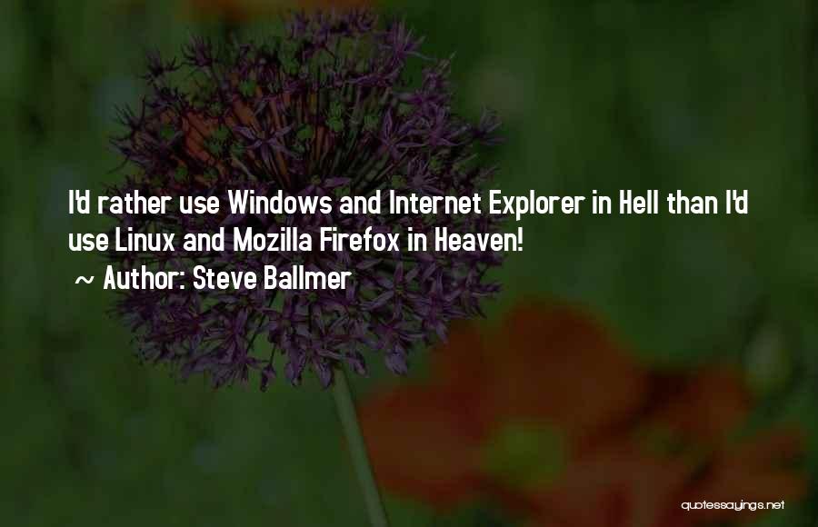 Steve Ballmer Quotes: I'd Rather Use Windows And Internet Explorer In Hell Than I'd Use Linux And Mozilla Firefox In Heaven!