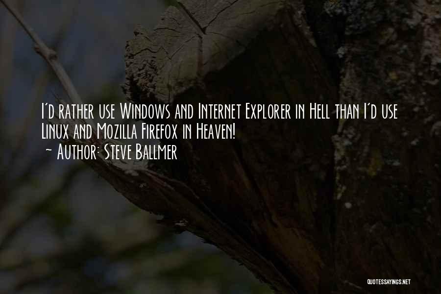 Steve Ballmer Quotes: I'd Rather Use Windows And Internet Explorer In Hell Than I'd Use Linux And Mozilla Firefox In Heaven!