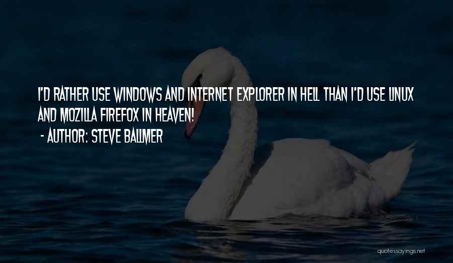 Steve Ballmer Quotes: I'd Rather Use Windows And Internet Explorer In Hell Than I'd Use Linux And Mozilla Firefox In Heaven!