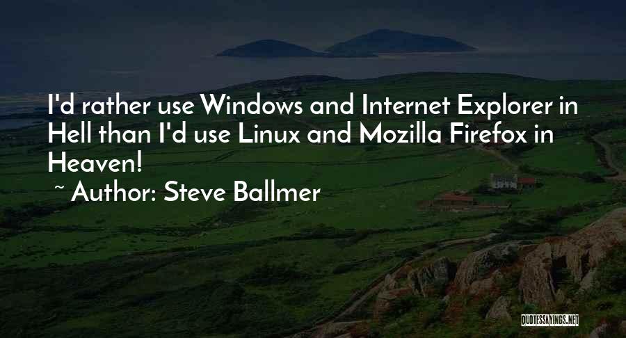 Steve Ballmer Quotes: I'd Rather Use Windows And Internet Explorer In Hell Than I'd Use Linux And Mozilla Firefox In Heaven!