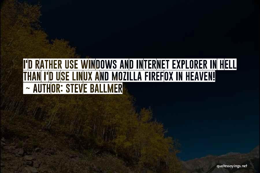 Steve Ballmer Quotes: I'd Rather Use Windows And Internet Explorer In Hell Than I'd Use Linux And Mozilla Firefox In Heaven!