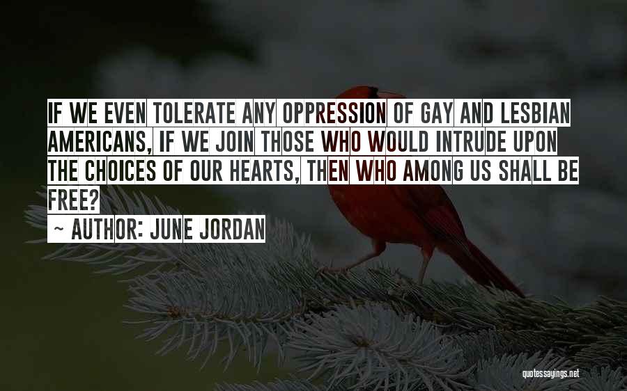 June Jordan Quotes: If We Even Tolerate Any Oppression Of Gay And Lesbian Americans, If We Join Those Who Would Intrude Upon The