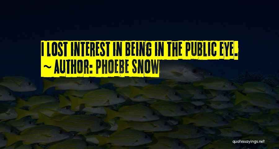 Phoebe Snow Quotes: I Lost Interest In Being In The Public Eye.