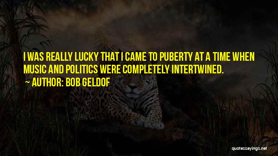 Bob Geldof Quotes: I Was Really Lucky That I Came To Puberty At A Time When Music And Politics Were Completely Intertwined.