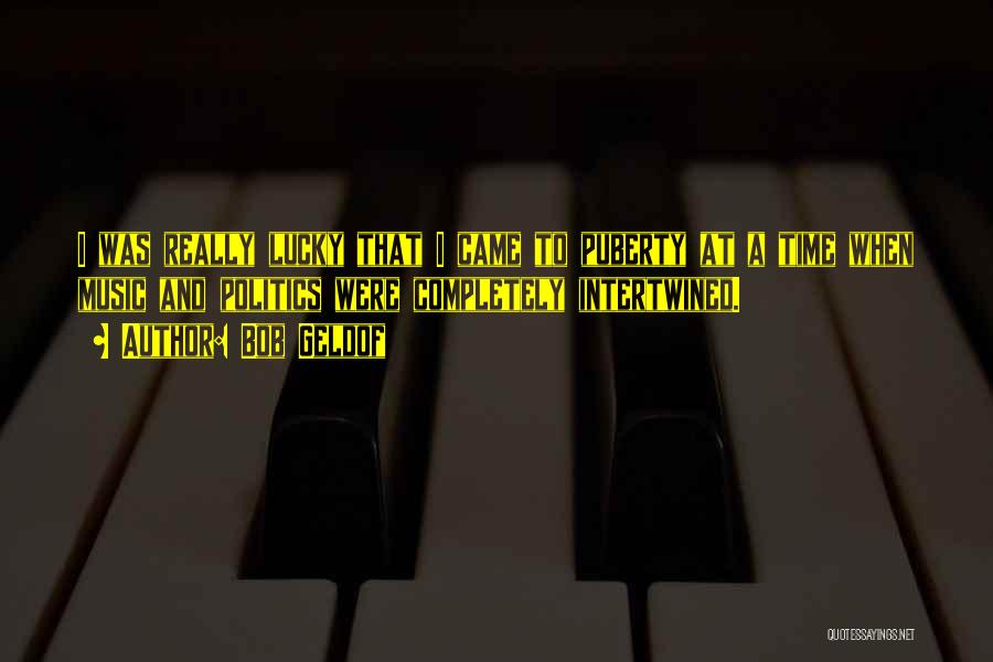 Bob Geldof Quotes: I Was Really Lucky That I Came To Puberty At A Time When Music And Politics Were Completely Intertwined.
