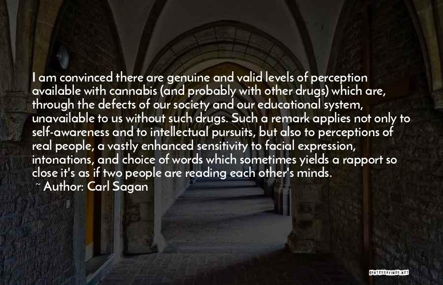 Carl Sagan Quotes: I Am Convinced There Are Genuine And Valid Levels Of Perception Available With Cannabis (and Probably With Other Drugs) Which