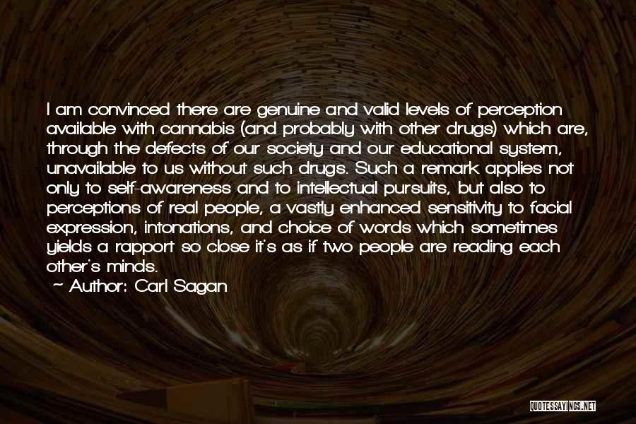 Carl Sagan Quotes: I Am Convinced There Are Genuine And Valid Levels Of Perception Available With Cannabis (and Probably With Other Drugs) Which