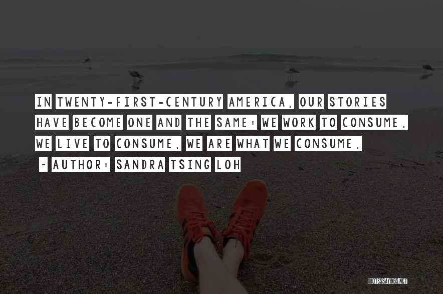 Sandra Tsing Loh Quotes: In Twenty-first-century America, Our Stories Have Become One And The Same: We Work To Consume, We Live To Consume, We