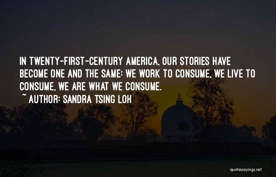 Sandra Tsing Loh Quotes: In Twenty-first-century America, Our Stories Have Become One And The Same: We Work To Consume, We Live To Consume, We