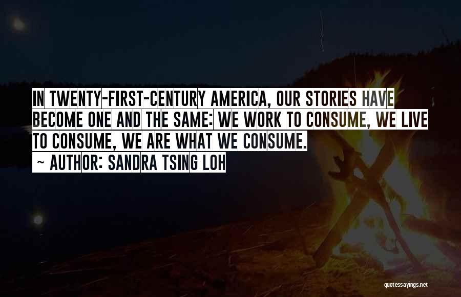 Sandra Tsing Loh Quotes: In Twenty-first-century America, Our Stories Have Become One And The Same: We Work To Consume, We Live To Consume, We