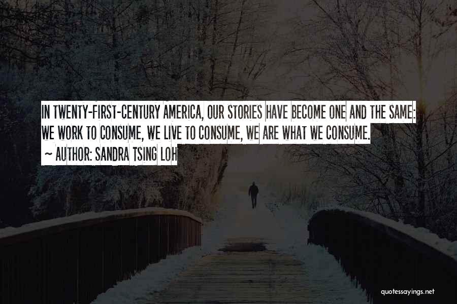 Sandra Tsing Loh Quotes: In Twenty-first-century America, Our Stories Have Become One And The Same: We Work To Consume, We Live To Consume, We
