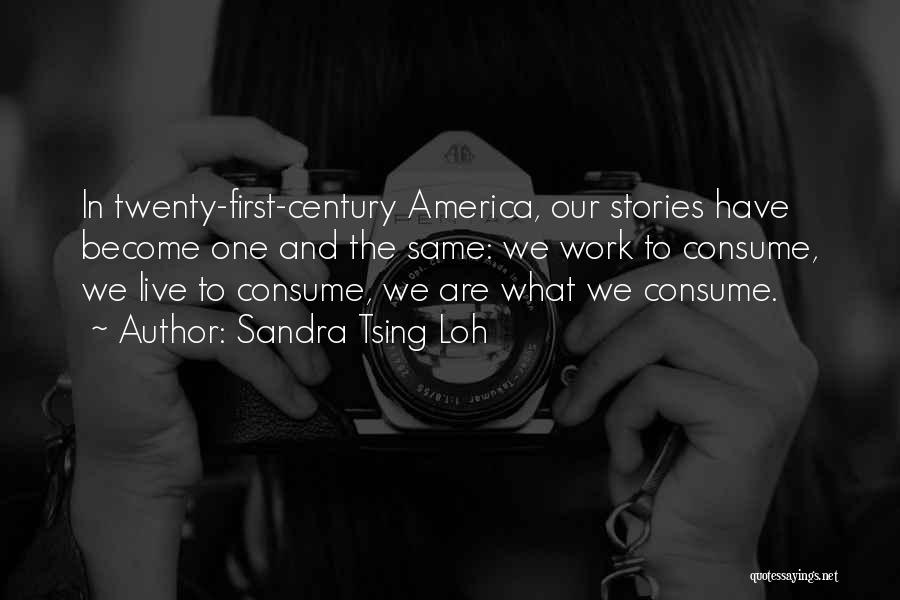 Sandra Tsing Loh Quotes: In Twenty-first-century America, Our Stories Have Become One And The Same: We Work To Consume, We Live To Consume, We