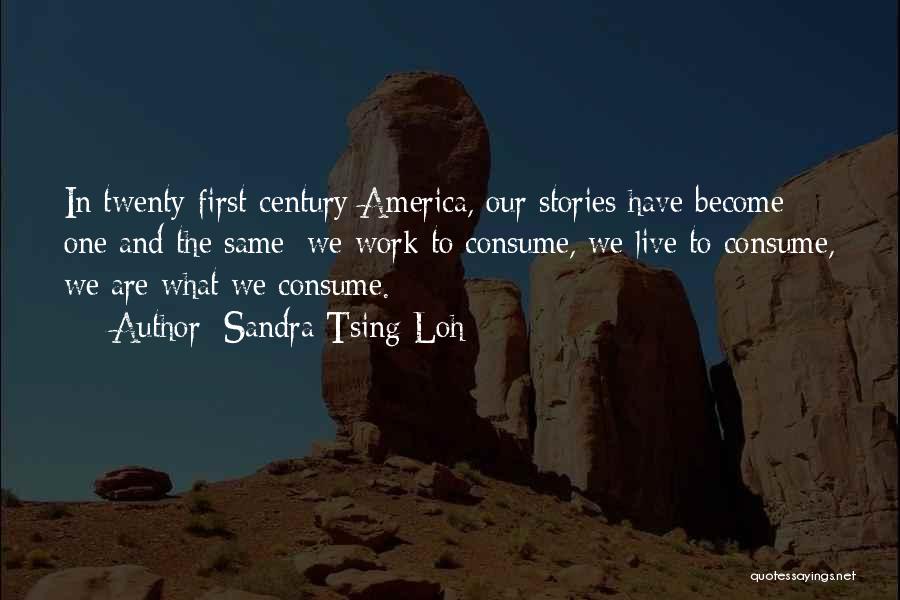 Sandra Tsing Loh Quotes: In Twenty-first-century America, Our Stories Have Become One And The Same: We Work To Consume, We Live To Consume, We