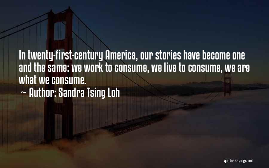 Sandra Tsing Loh Quotes: In Twenty-first-century America, Our Stories Have Become One And The Same: We Work To Consume, We Live To Consume, We
