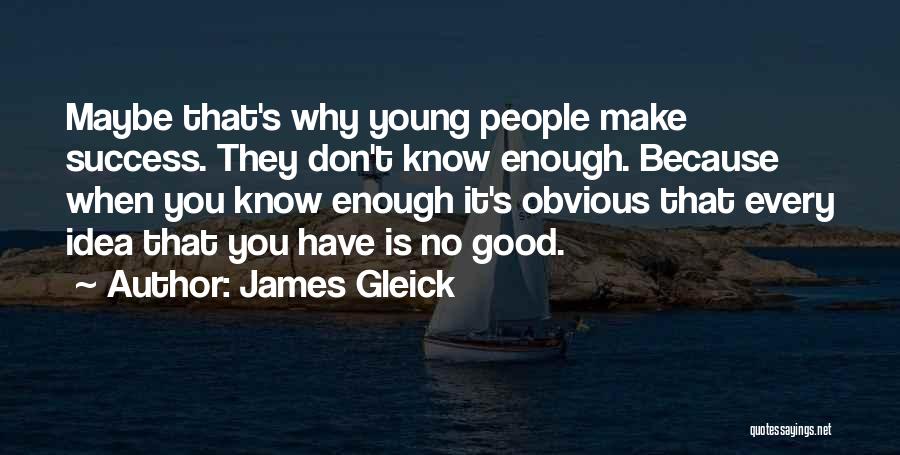 James Gleick Quotes: Maybe That's Why Young People Make Success. They Don't Know Enough. Because When You Know Enough It's Obvious That Every
