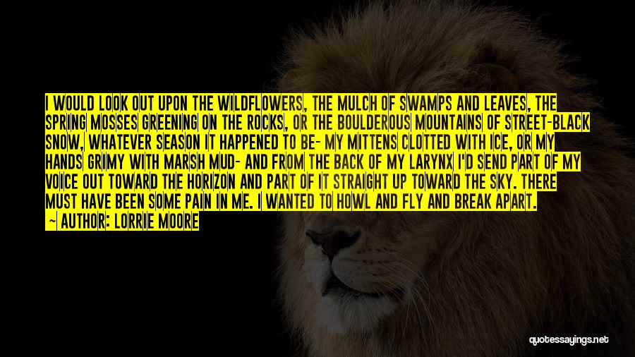 Lorrie Moore Quotes: I Would Look Out Upon The Wildflowers, The Mulch Of Swamps And Leaves, The Spring Mosses Greening On The Rocks,