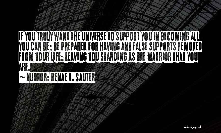 Renae A. Sauter Quotes: If You Truly Want The Universe To Support You In Becoming All You Can Be; Be Prepared For Having Any