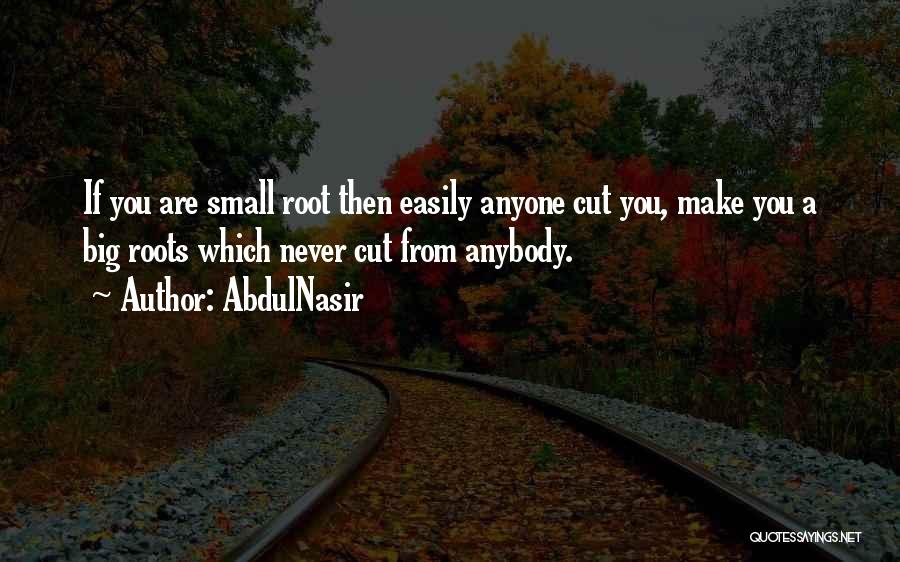 AbdulNasir Quotes: If You Are Small Root Then Easily Anyone Cut You, Make You A Big Roots Which Never Cut From Anybody.