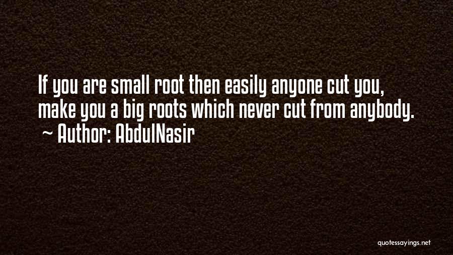 AbdulNasir Quotes: If You Are Small Root Then Easily Anyone Cut You, Make You A Big Roots Which Never Cut From Anybody.