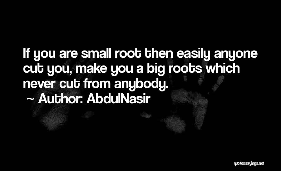 AbdulNasir Quotes: If You Are Small Root Then Easily Anyone Cut You, Make You A Big Roots Which Never Cut From Anybody.