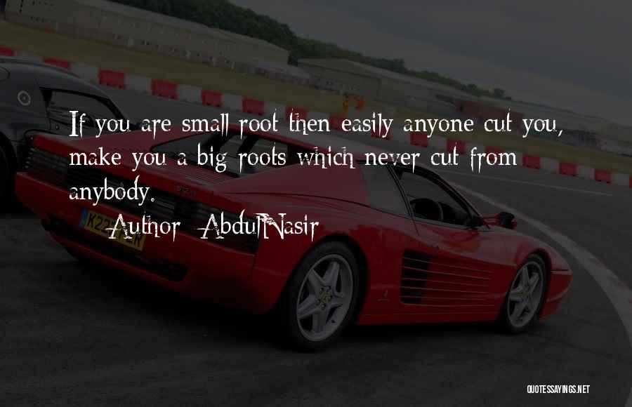 AbdulNasir Quotes: If You Are Small Root Then Easily Anyone Cut You, Make You A Big Roots Which Never Cut From Anybody.