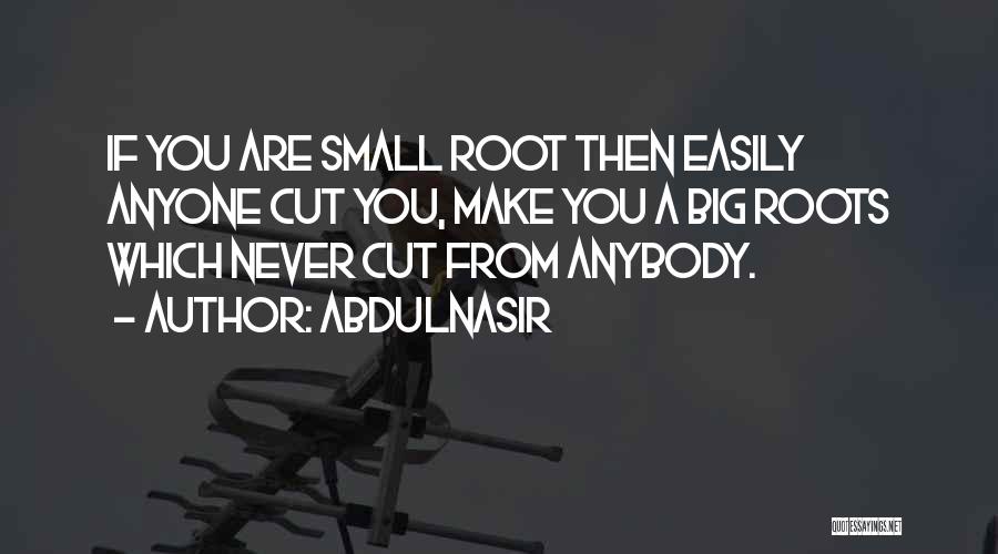 AbdulNasir Quotes: If You Are Small Root Then Easily Anyone Cut You, Make You A Big Roots Which Never Cut From Anybody.