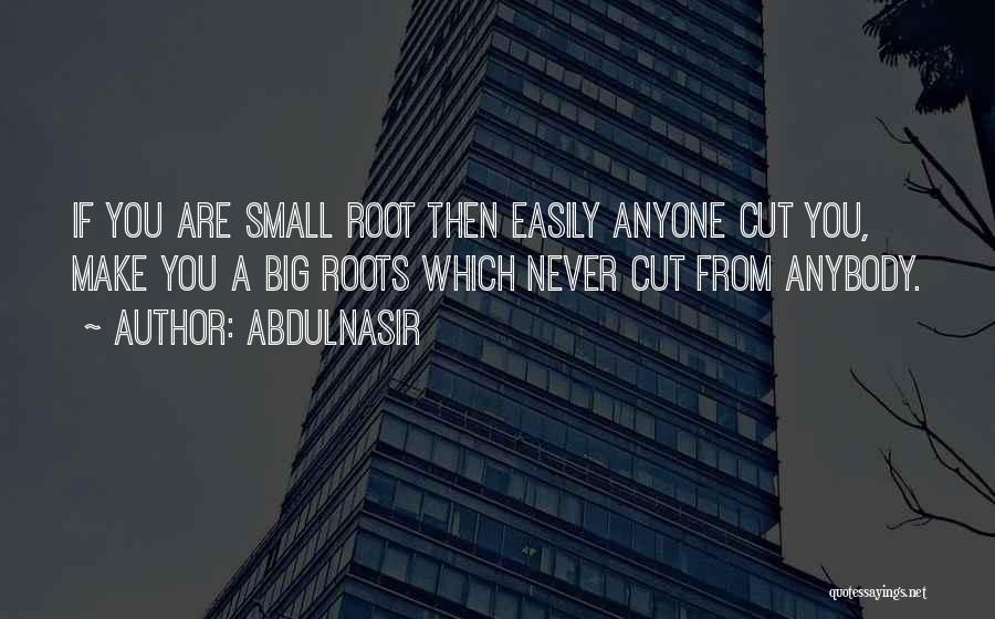 AbdulNasir Quotes: If You Are Small Root Then Easily Anyone Cut You, Make You A Big Roots Which Never Cut From Anybody.