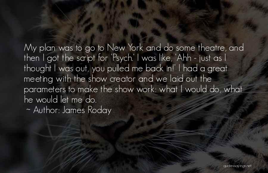 James Roday Quotes: My Plan Was To Go To New York And Do Some Theatre, And Then I Got The Script For 'psych.'