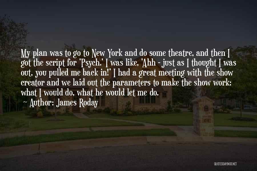 James Roday Quotes: My Plan Was To Go To New York And Do Some Theatre, And Then I Got The Script For 'psych.'