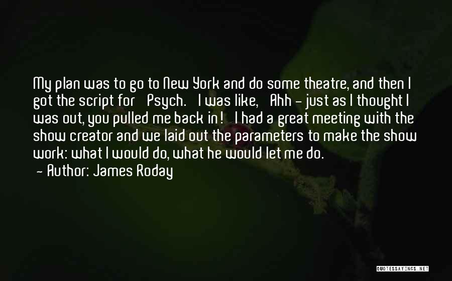 James Roday Quotes: My Plan Was To Go To New York And Do Some Theatre, And Then I Got The Script For 'psych.'