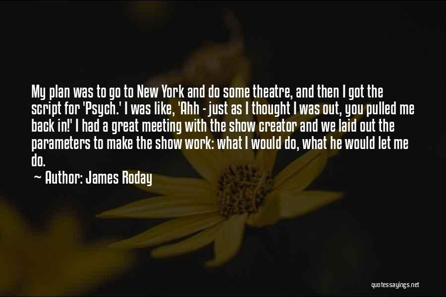 James Roday Quotes: My Plan Was To Go To New York And Do Some Theatre, And Then I Got The Script For 'psych.'