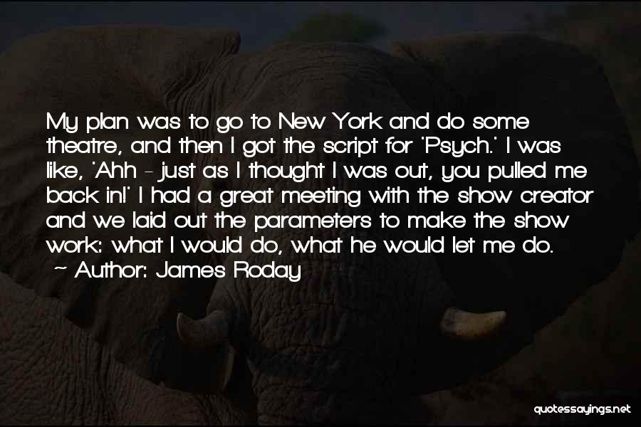 James Roday Quotes: My Plan Was To Go To New York And Do Some Theatre, And Then I Got The Script For 'psych.'