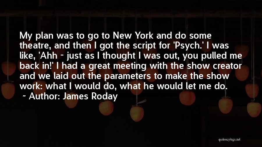 James Roday Quotes: My Plan Was To Go To New York And Do Some Theatre, And Then I Got The Script For 'psych.'