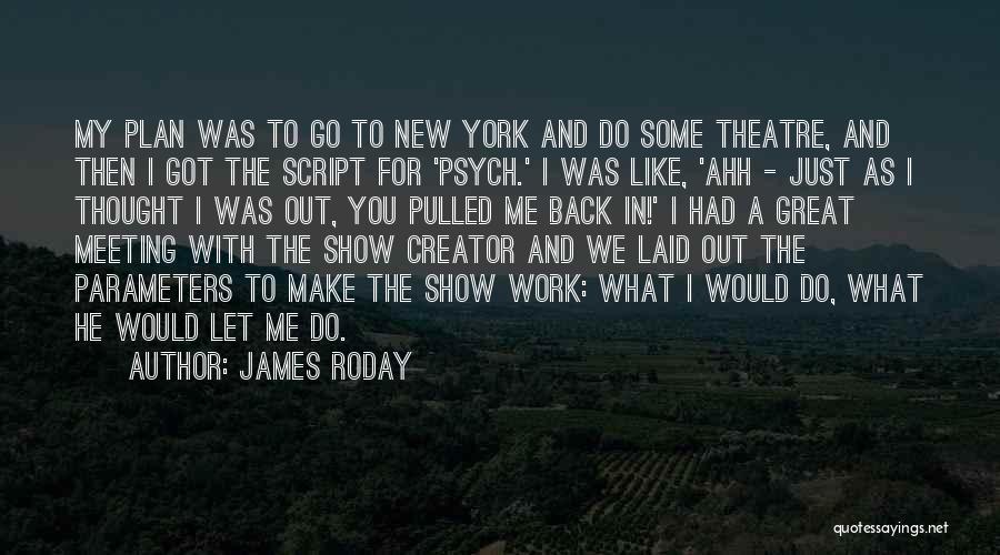 James Roday Quotes: My Plan Was To Go To New York And Do Some Theatre, And Then I Got The Script For 'psych.'