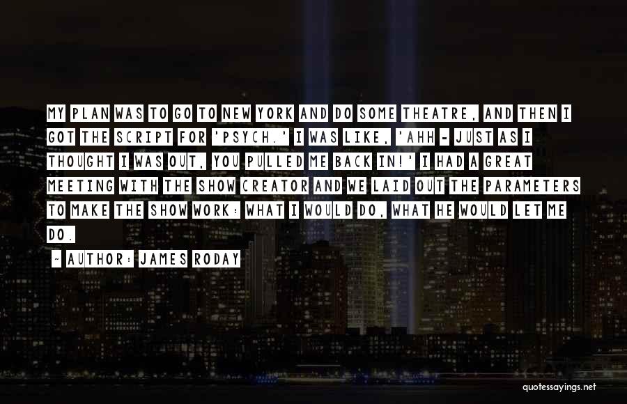 James Roday Quotes: My Plan Was To Go To New York And Do Some Theatre, And Then I Got The Script For 'psych.'