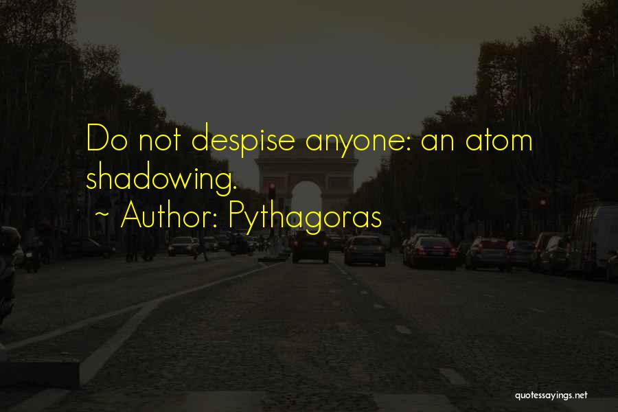 Pythagoras Quotes: Do Not Despise Anyone: An Atom Shadowing.