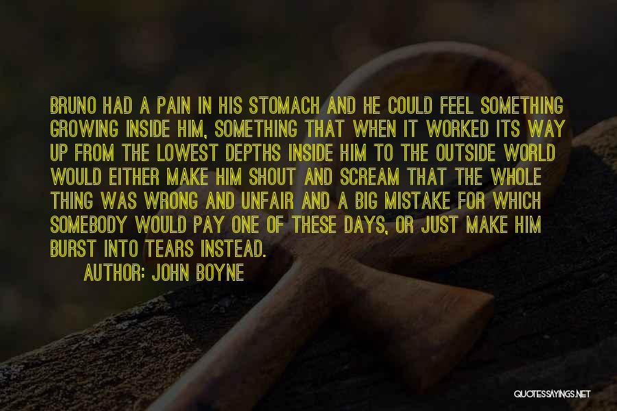 John Boyne Quotes: Bruno Had A Pain In His Stomach And He Could Feel Something Growing Inside Him, Something That When It Worked