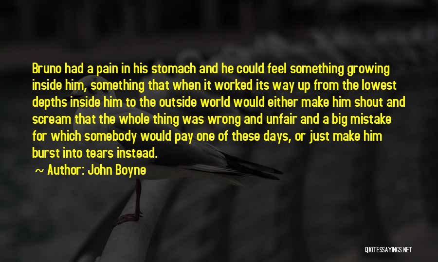 John Boyne Quotes: Bruno Had A Pain In His Stomach And He Could Feel Something Growing Inside Him, Something That When It Worked