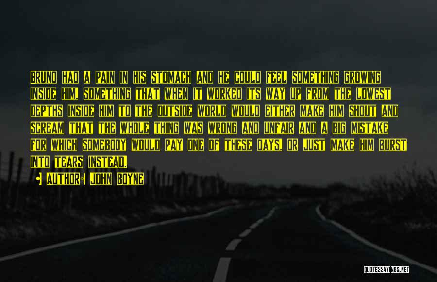 John Boyne Quotes: Bruno Had A Pain In His Stomach And He Could Feel Something Growing Inside Him, Something That When It Worked