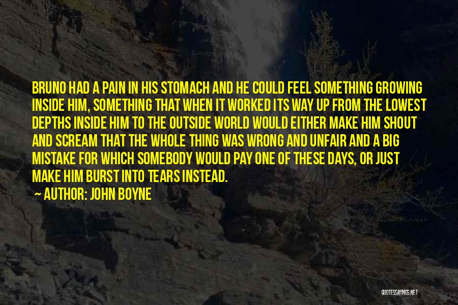 John Boyne Quotes: Bruno Had A Pain In His Stomach And He Could Feel Something Growing Inside Him, Something That When It Worked