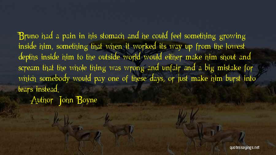 John Boyne Quotes: Bruno Had A Pain In His Stomach And He Could Feel Something Growing Inside Him, Something That When It Worked