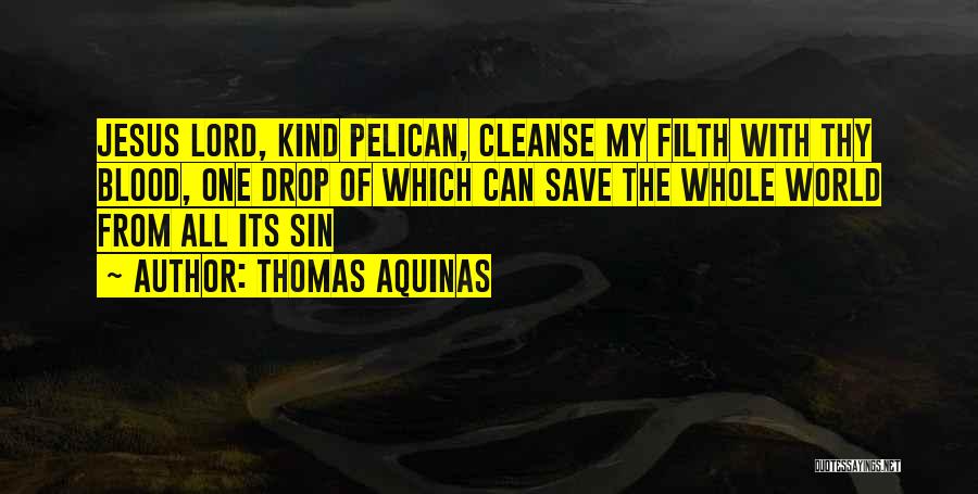 Thomas Aquinas Quotes: Jesus Lord, Kind Pelican, Cleanse My Filth With Thy Blood, One Drop Of Which Can Save The Whole World From