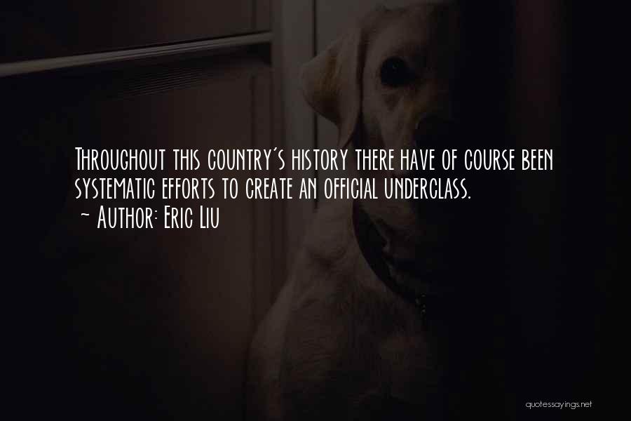 Eric Liu Quotes: Throughout This Country's History There Have Of Course Been Systematic Efforts To Create An Official Underclass.