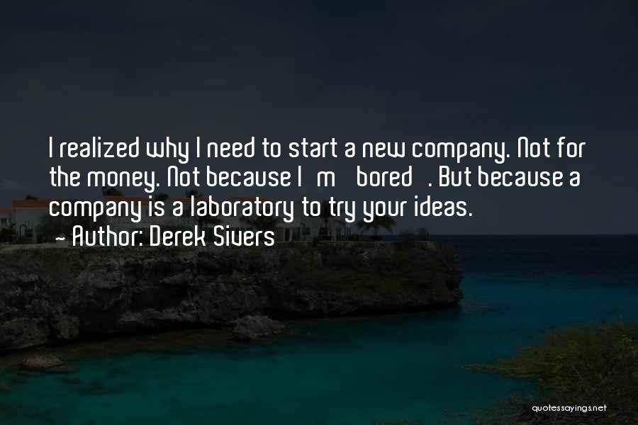 Derek Sivers Quotes: I Realized Why I Need To Start A New Company. Not For The Money. Not Because I'm 'bored'. But Because