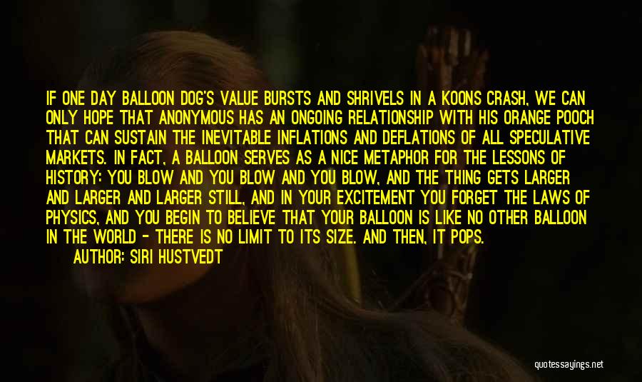 Siri Hustvedt Quotes: If One Day Balloon Dog's Value Bursts And Shrivels In A Koons Crash, We Can Only Hope That Anonymous Has