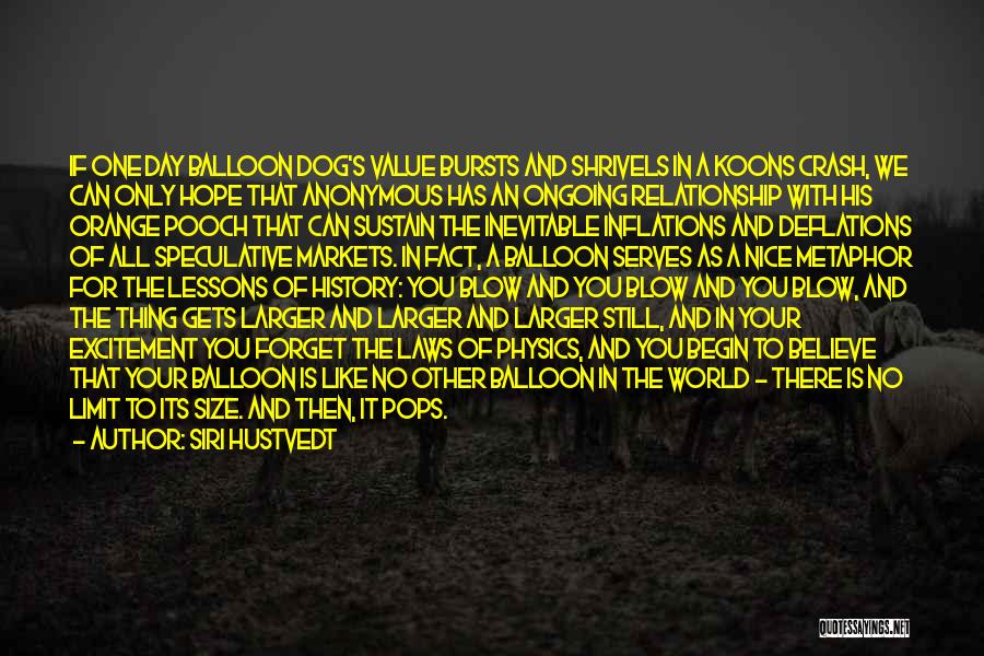 Siri Hustvedt Quotes: If One Day Balloon Dog's Value Bursts And Shrivels In A Koons Crash, We Can Only Hope That Anonymous Has