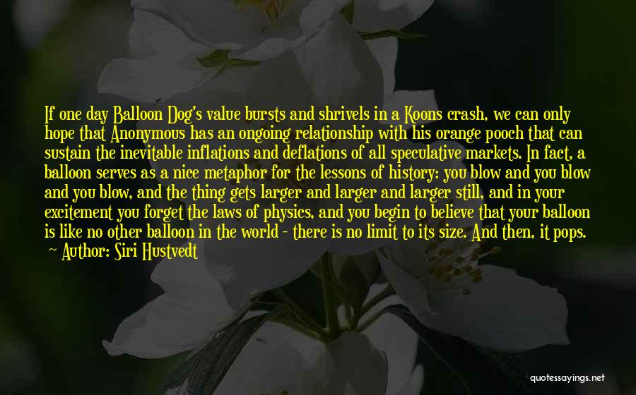 Siri Hustvedt Quotes: If One Day Balloon Dog's Value Bursts And Shrivels In A Koons Crash, We Can Only Hope That Anonymous Has