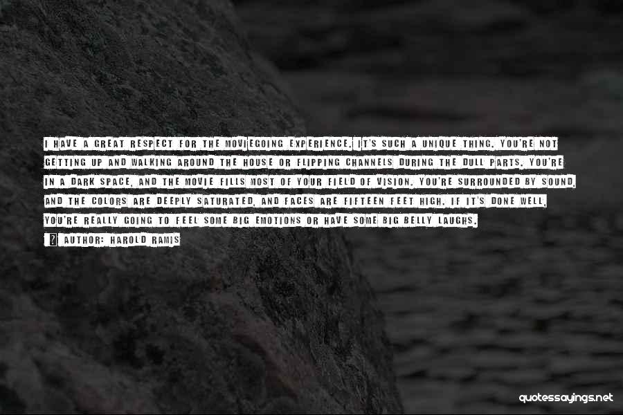 Harold Ramis Quotes: I Have A Great Respect For The Moviegoing Experience. It's Such A Unique Thing. You're Not Getting Up And Walking