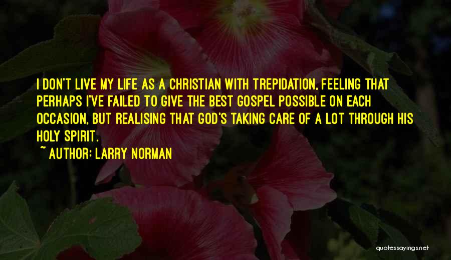 Larry Norman Quotes: I Don't Live My Life As A Christian With Trepidation, Feeling That Perhaps I've Failed To Give The Best Gospel