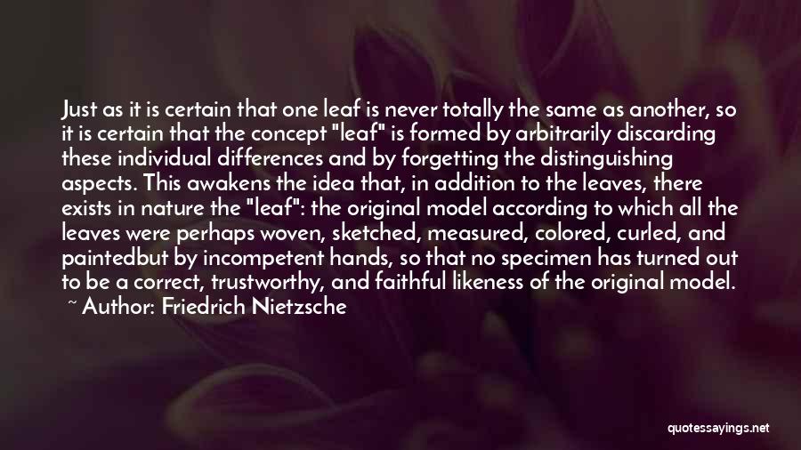 Friedrich Nietzsche Quotes: Just As It Is Certain That One Leaf Is Never Totally The Same As Another, So It Is Certain That